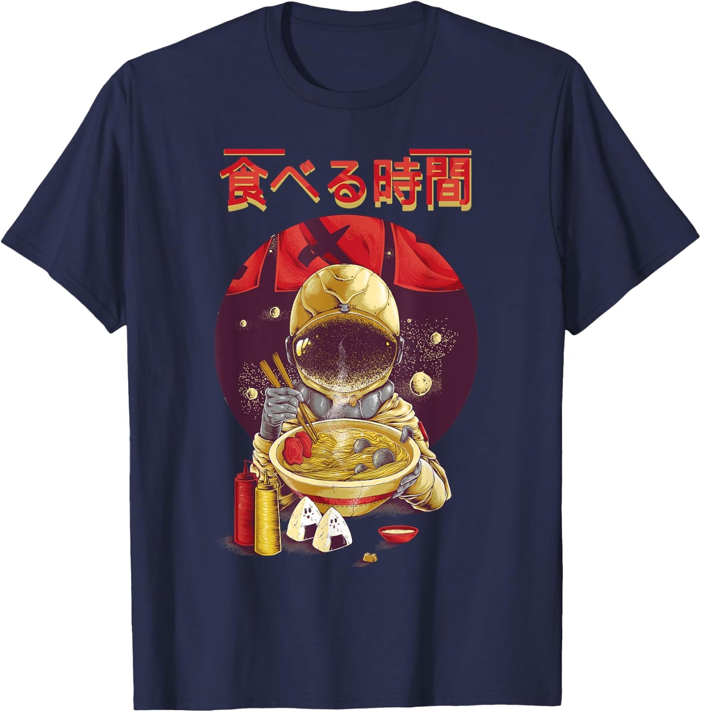 Ramen Astronaut Vintage Kawaii Otaku Japanese Noodles Gift T-Shirt - T-Shirt | Navy