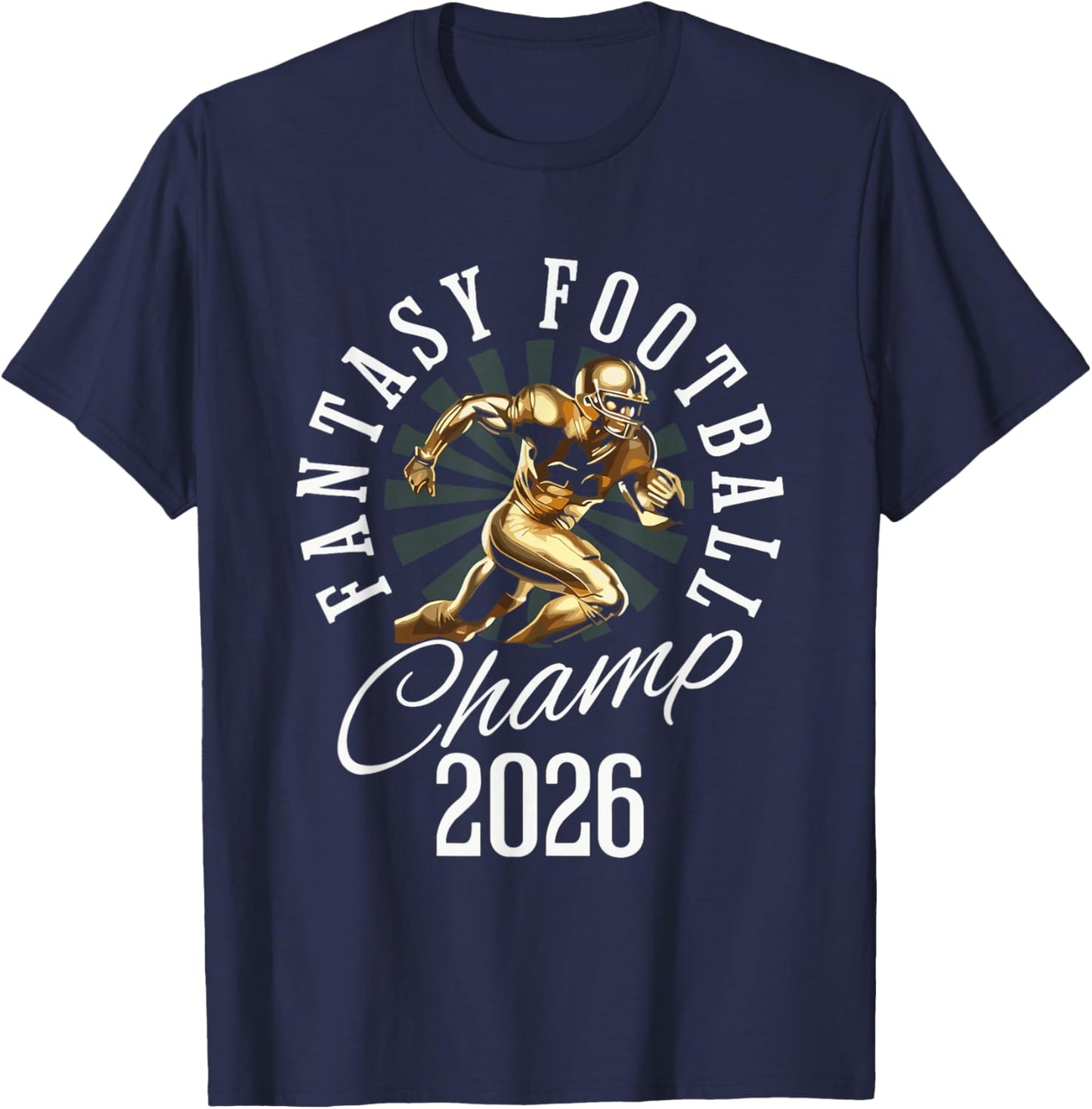 Fantasy Football Champion 2026 Winner Trophy League T-Shirt - T-Shirt | Navy