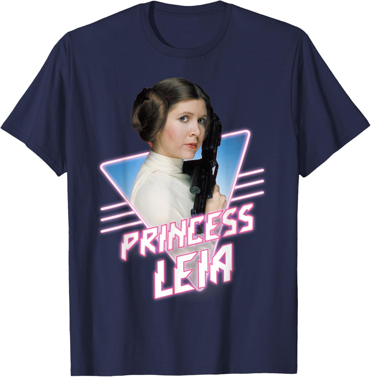 Star Wars Princess Leia Retro 80s Grid Badge Graphic T-Shirt - T-Shirt | Navy