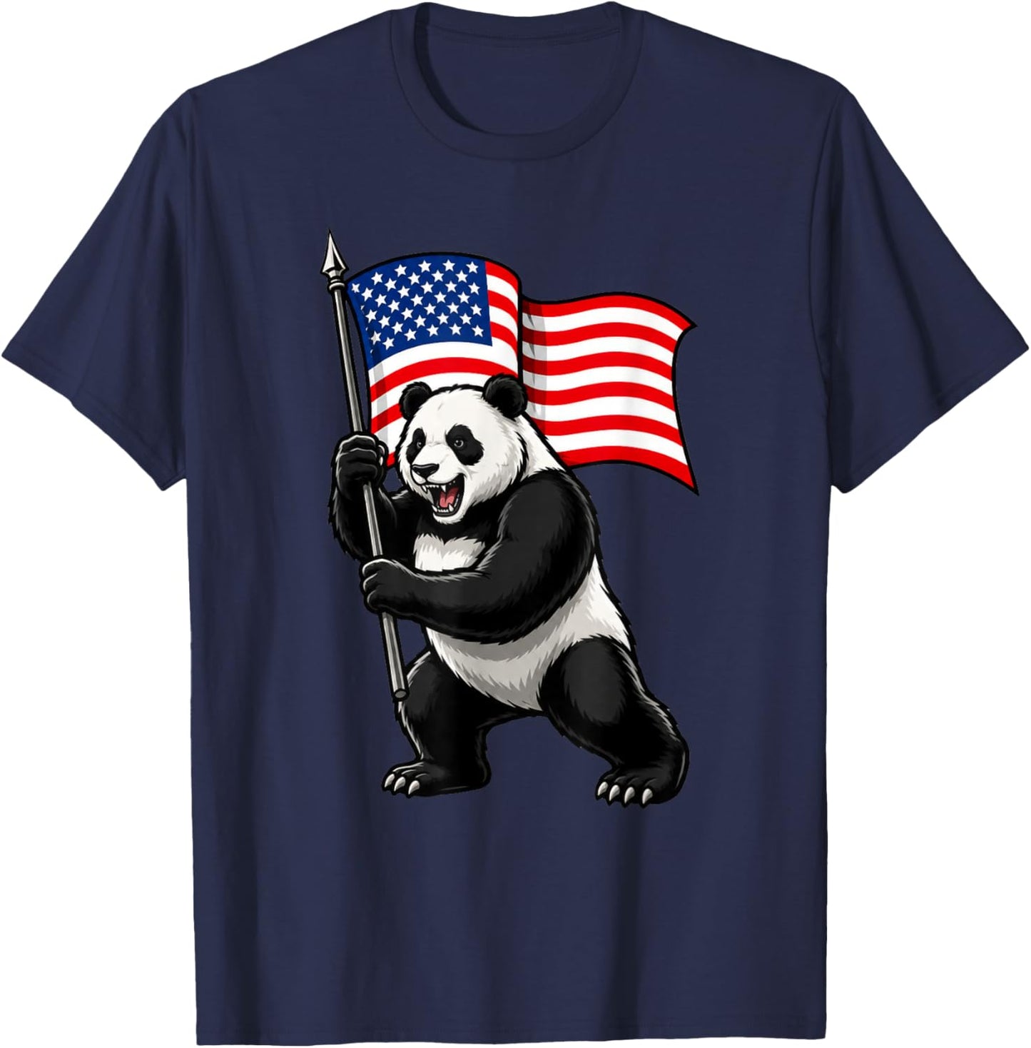 American Flag Panda Bear 4th of July T-Shirt - T-Shirt | Navy