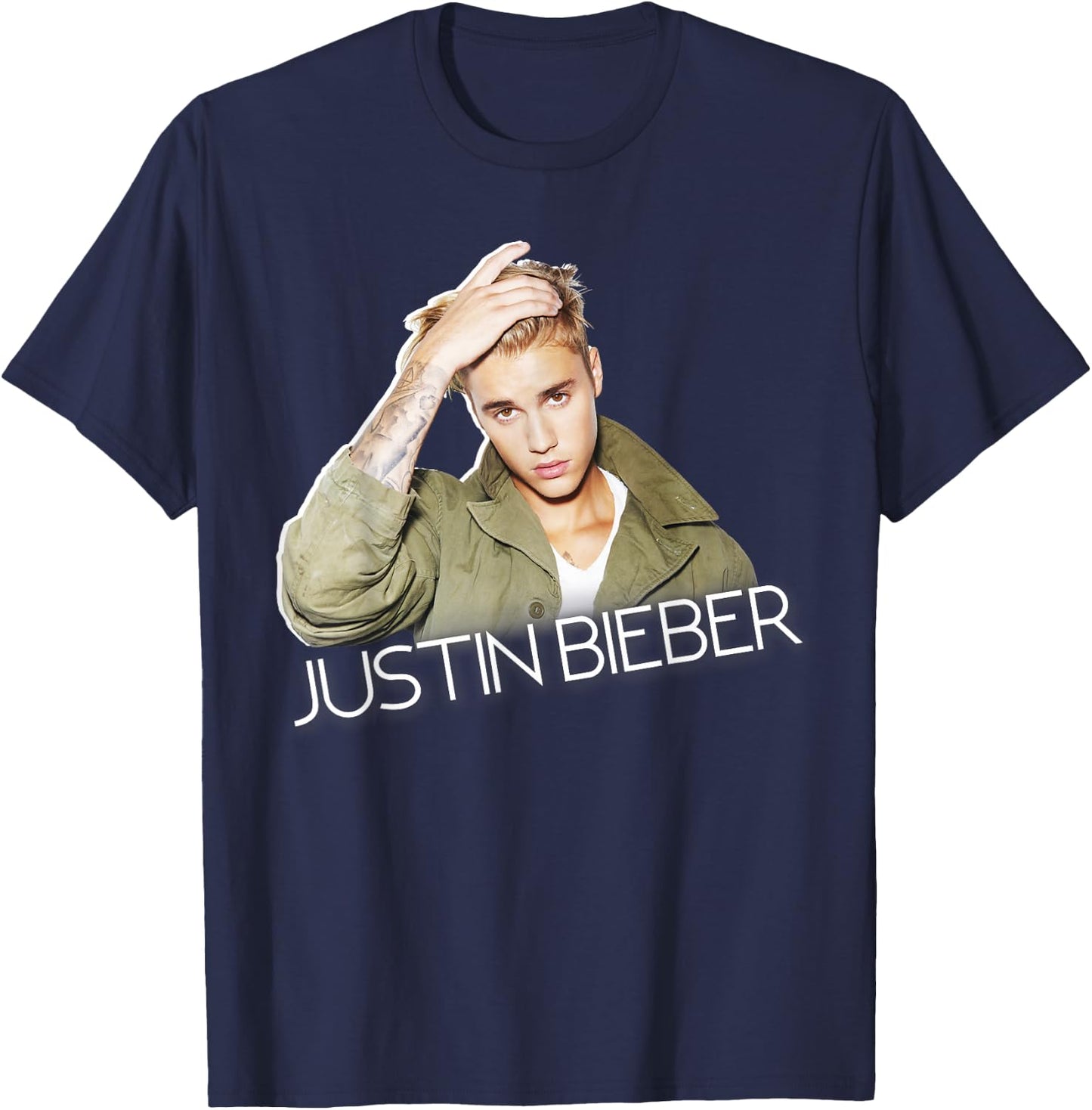 Justin Bieber Official Cut Out Jacket Small T-Shirt - T-Shirt | Navy
