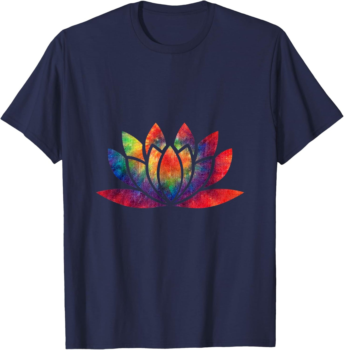 Tie Dye Lotus Flower Tie Dyed Spiritual Groovy Hamsa T Shirt T-Shirt - T-Shirt | Navy