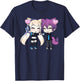 Cute Chibi Style Kawaii Anime Girl and Boy Couple and Hearts T-Shirt - T-Shirt | Navy