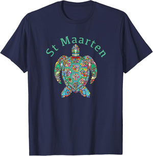 St Maarten Tribal Turtle Gift T-Shirt - T-Shirt | Navy