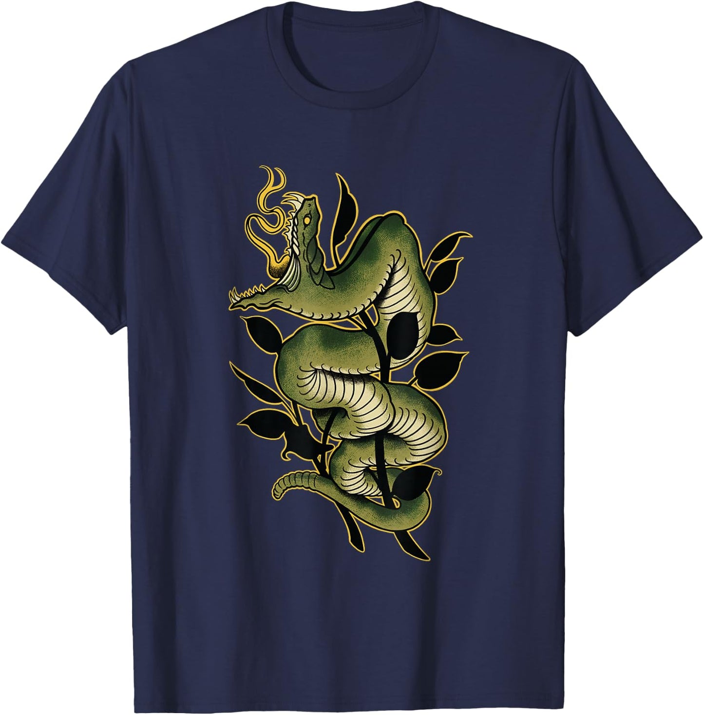Snake Traditional Old school Tattoo Graphic T-Shirt - T-Shirt | Navy