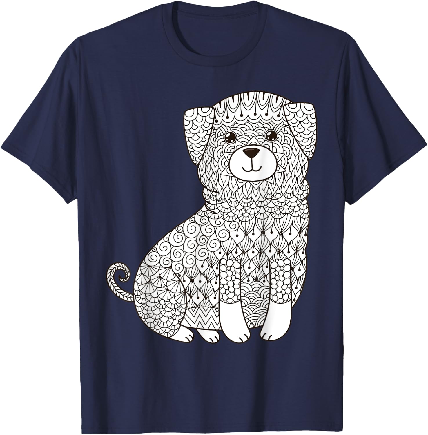 Lovable Mutt Dog - Color Your Own Colorific Design Women Kids T-Shirt - T-Shirt | Navy