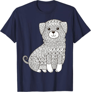 Lovable Mutt Dog - Color Your Own Colorific Design Women Kids T-Shirt - T-Shirt | Navy