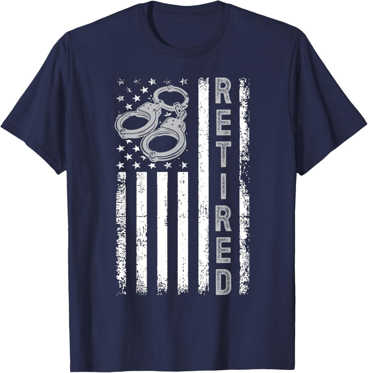 Retired Correctional Officer Retirement American Flag T-Shirt - T-Shirt | Navy