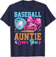Baseball Or Bows Your Auntie Loves You Gender Reveal T-Shirt - T-Shirt | Navy