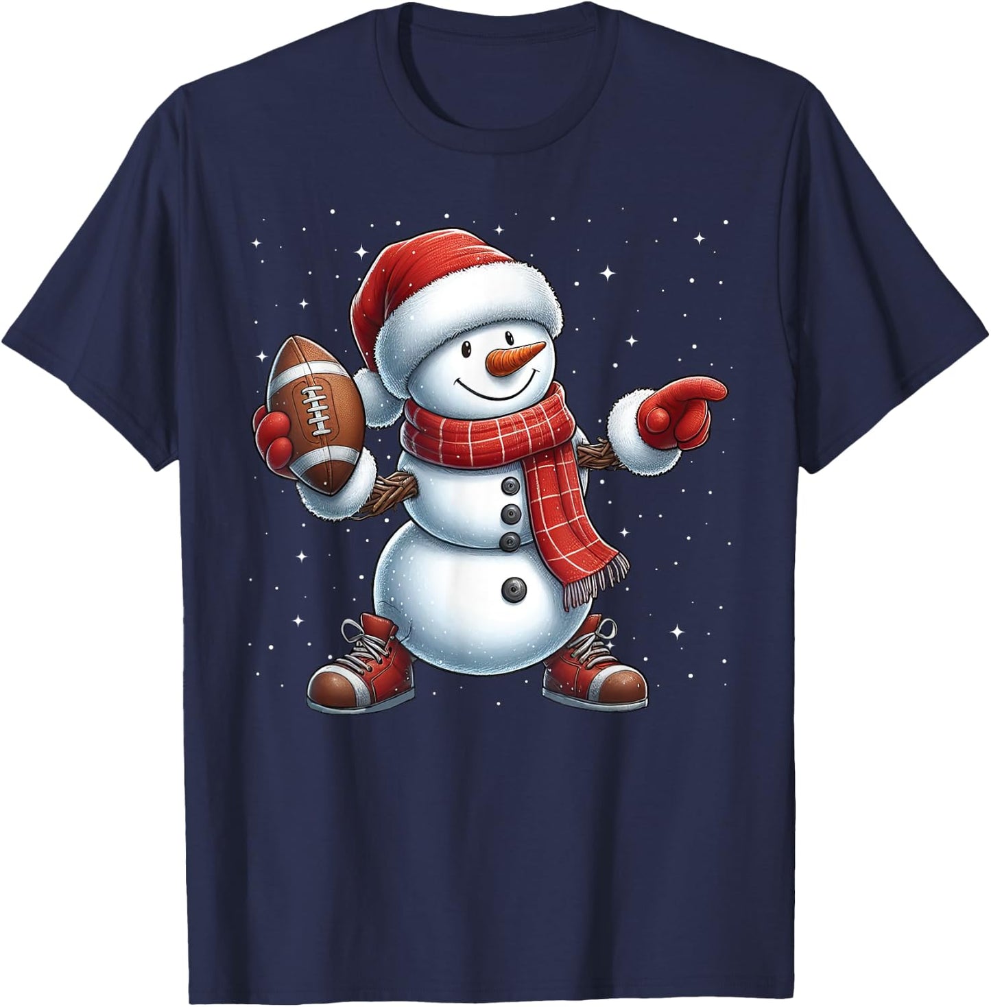 Snowman American Football Christmas Snow Boys Girls Kids T-Shirt - T-Shirt | Navy