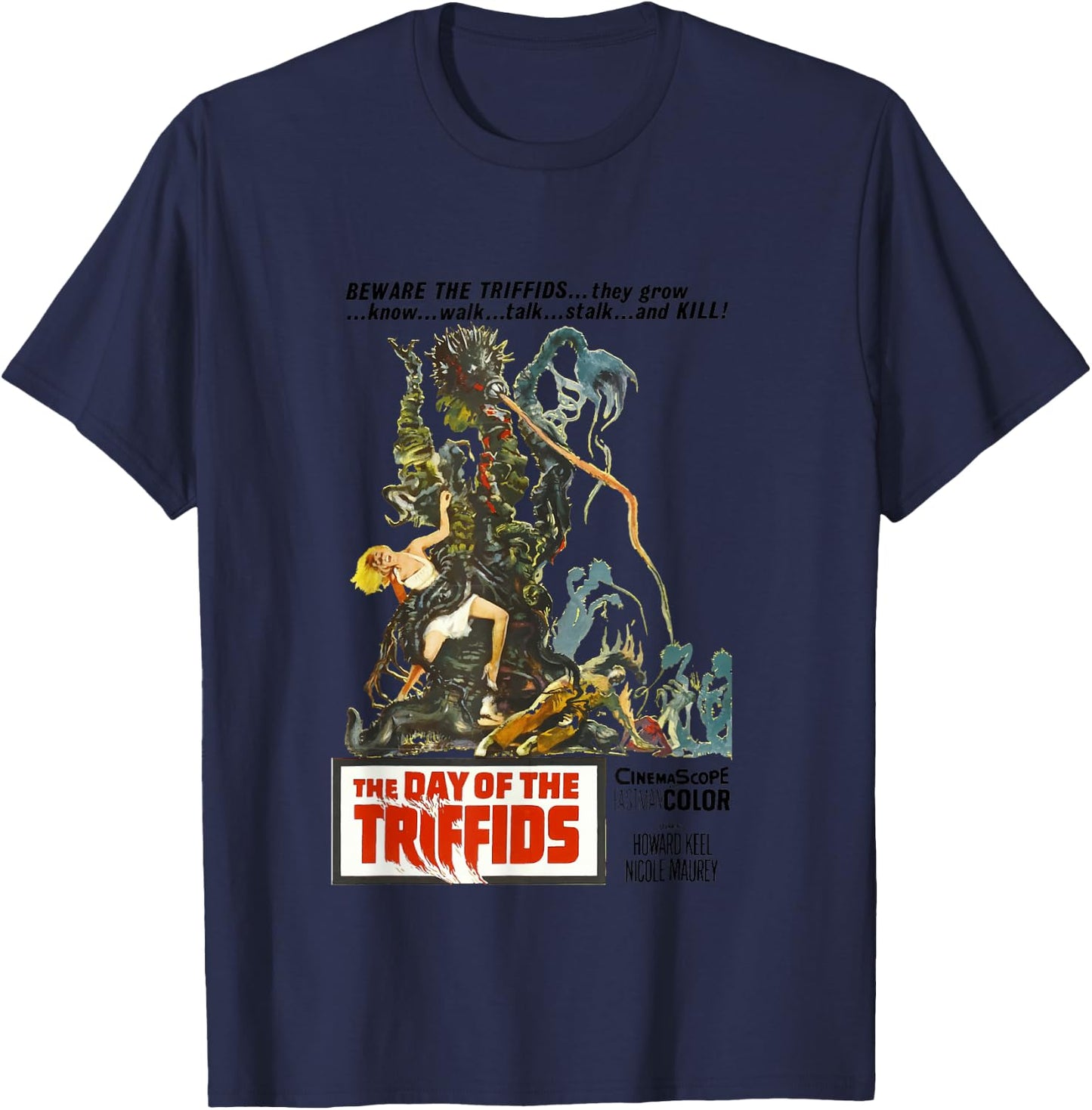 The Day of the Triffids, Sci-fi horror monster movie poster T-Shirt - T-Shirt | Navy