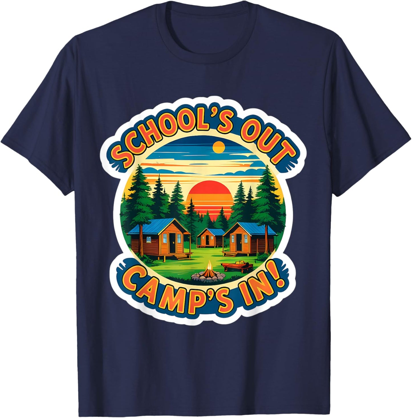 School's Out Camp's In Student Kids Boys Girls Summer Break T-Shirt - T-Shirt | Navy
