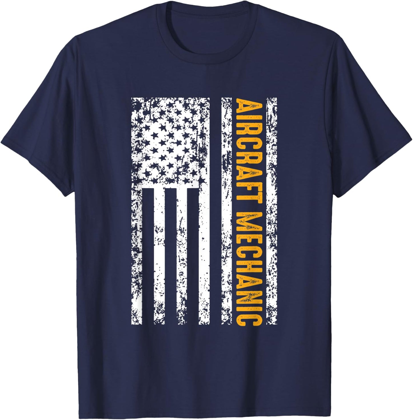 Aircraft Mechanic USA Flag Airplane Gift Men T-Shirt - T-Shirt | Navy