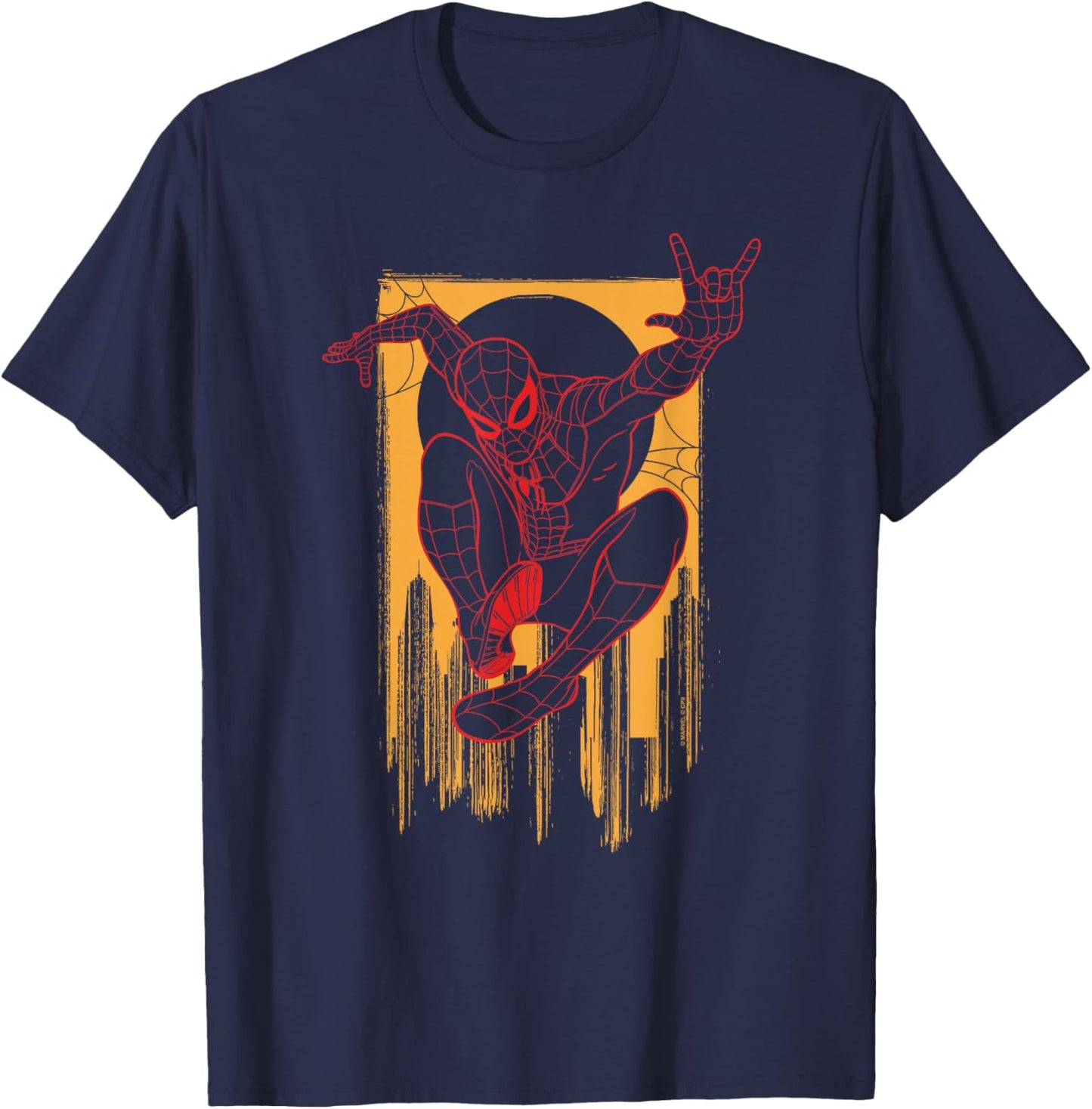 Marvel Spider-Man: New Day Spidey Drip Line Art Poster T-Shirt - T-Shirt | Navy