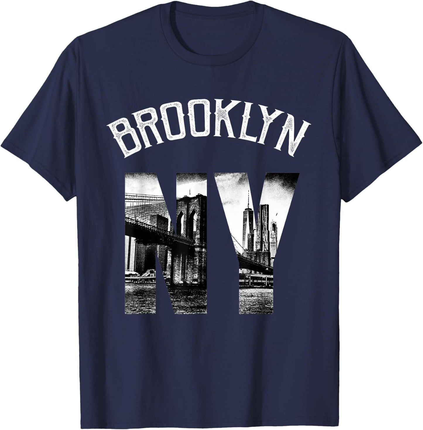 Vintage Brooklyn New York Skyline Shirt T-Shirt - T-Shirt | Navy