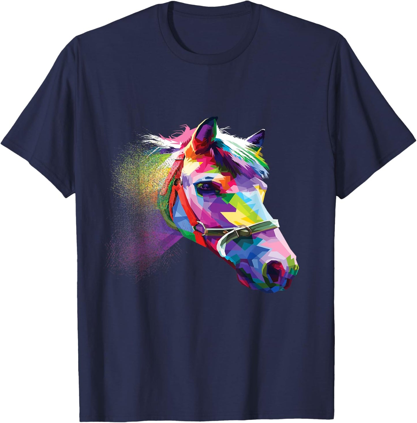 Horse Shirt Colorful Horse's head Pop Art T-Shirt - T-Shirt | Navy