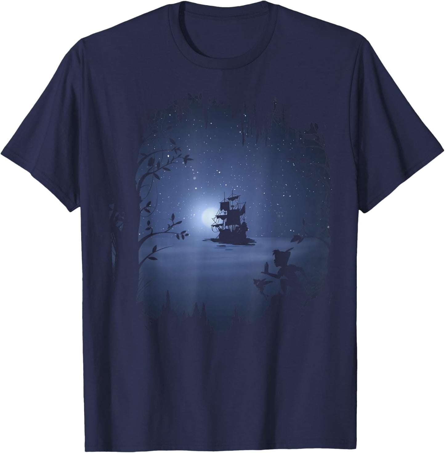Disney Peter Pan Moonlit Pirate Ship Silhouette T-Shirt - T-Shirt | Navy