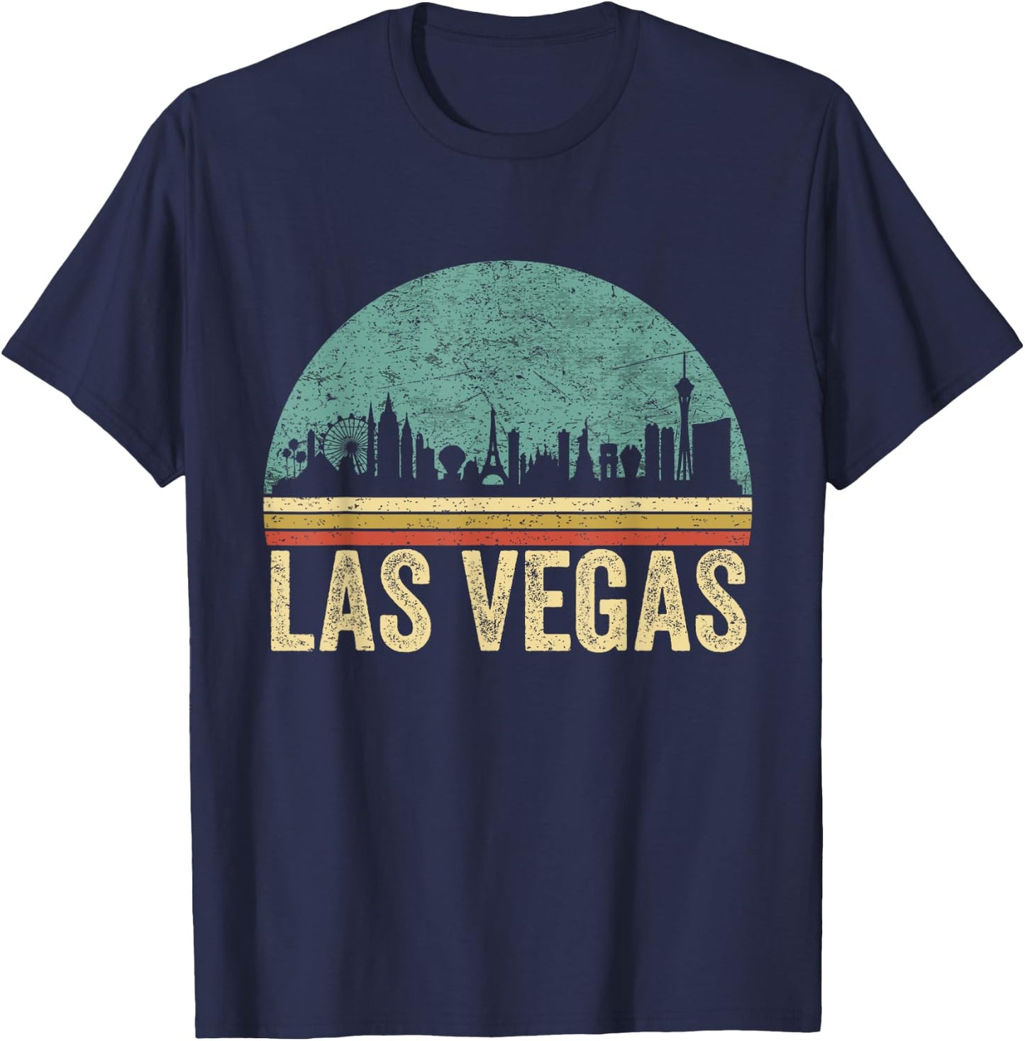 Vintage Retro Las Vegas Souvenir Skyline Las Vegas T-Shirt - T-Shirt | Navy