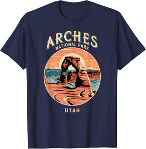 Hiking Camping Scenic Design of Arches National Park Utah T-Shirt - T-Shirt | Navy