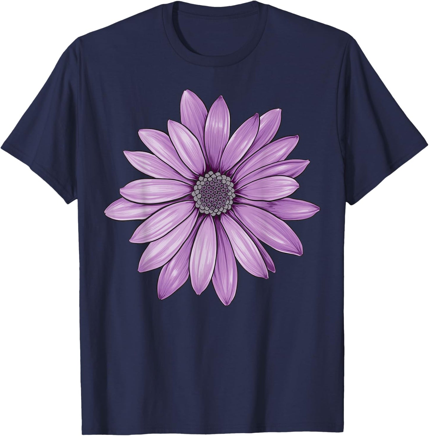 Purple Daisy Flower T-Shirt - T-Shirt | Navy