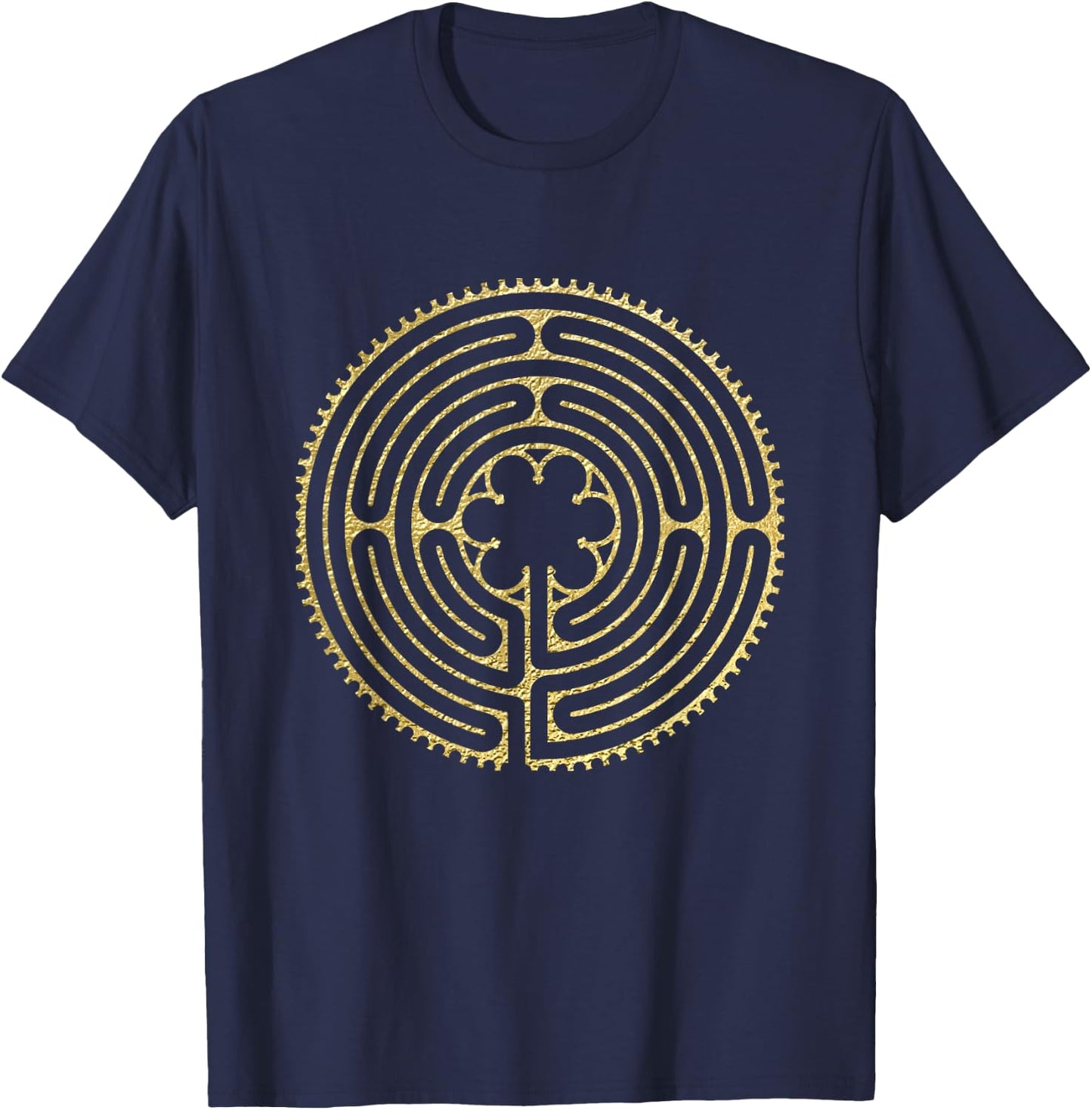 Labyrinth Ancient Chartres Maze Yoga Design T-Shirt - T-Shirt | Navy