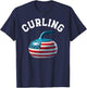 American Flag Curling USA 4th of July Man Woman T-Shirt - T-Shirt | Navy