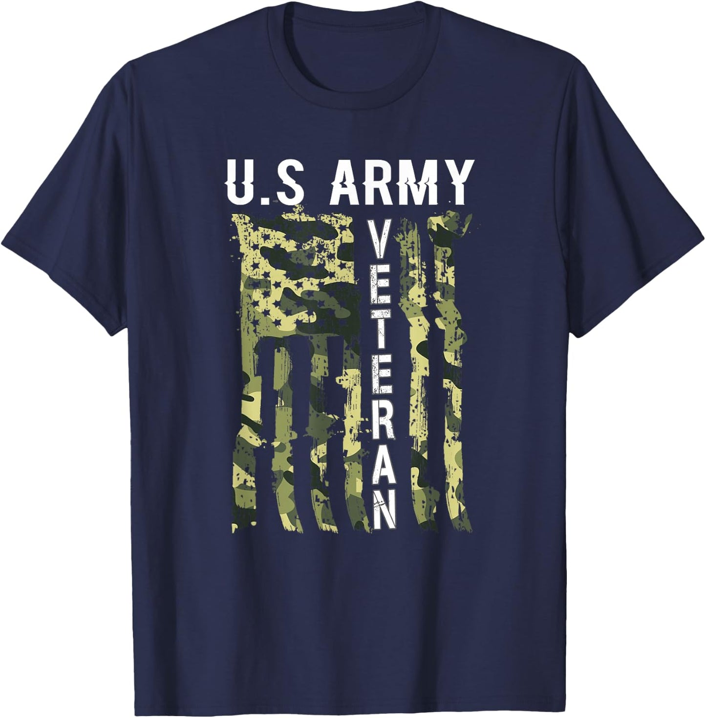 Veteran USA Camo 4th of July Shirt Man Woman T-Shirt - T-Shirt | Navy