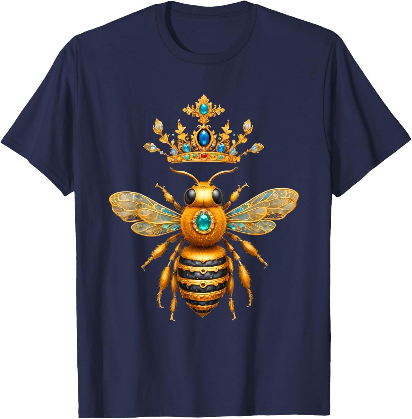 Queen Bee Crown Women Men Girls Honey Hive Bee Keeper Bee T-Shirt - T-Shirt | Navy