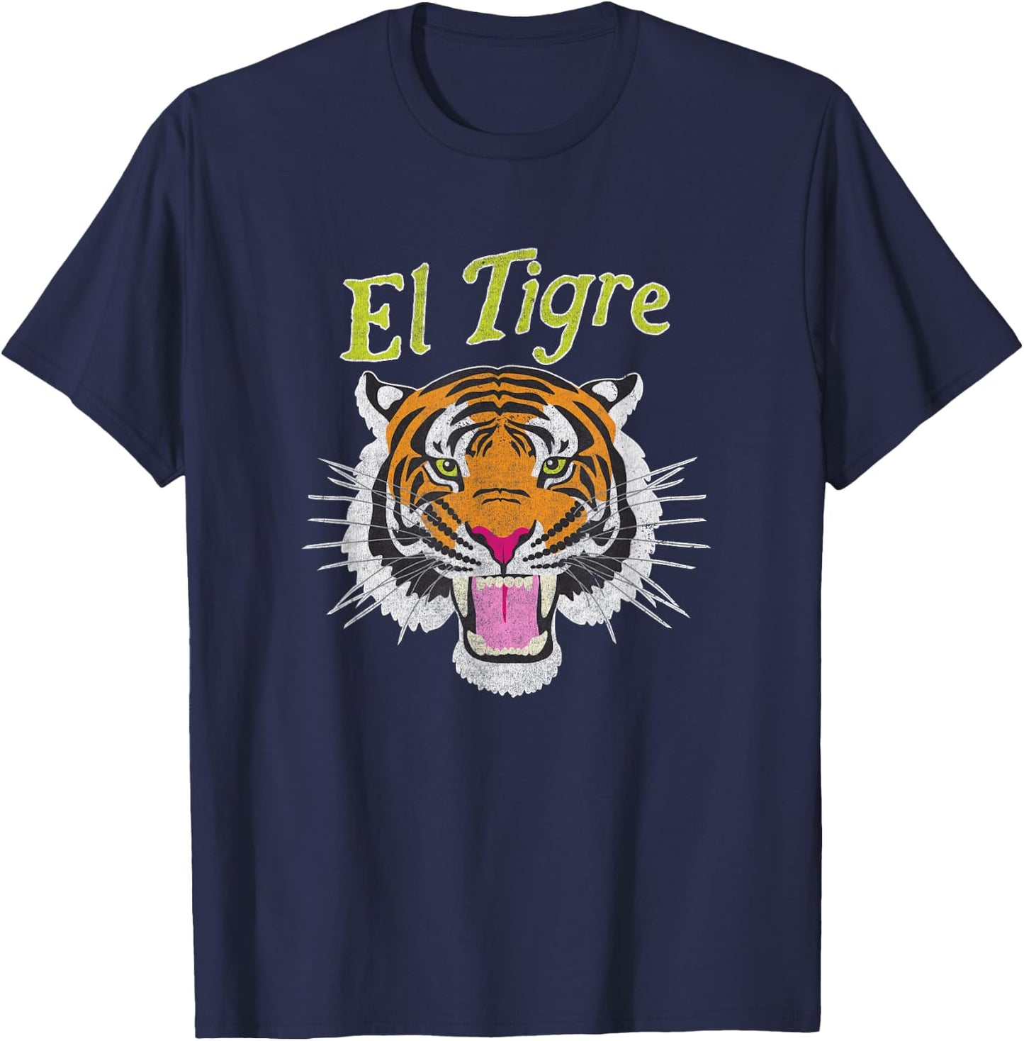 El Tigre Vintage Snarling Tiger Retro Men Women T-Shirt - T-Shirt | Navy