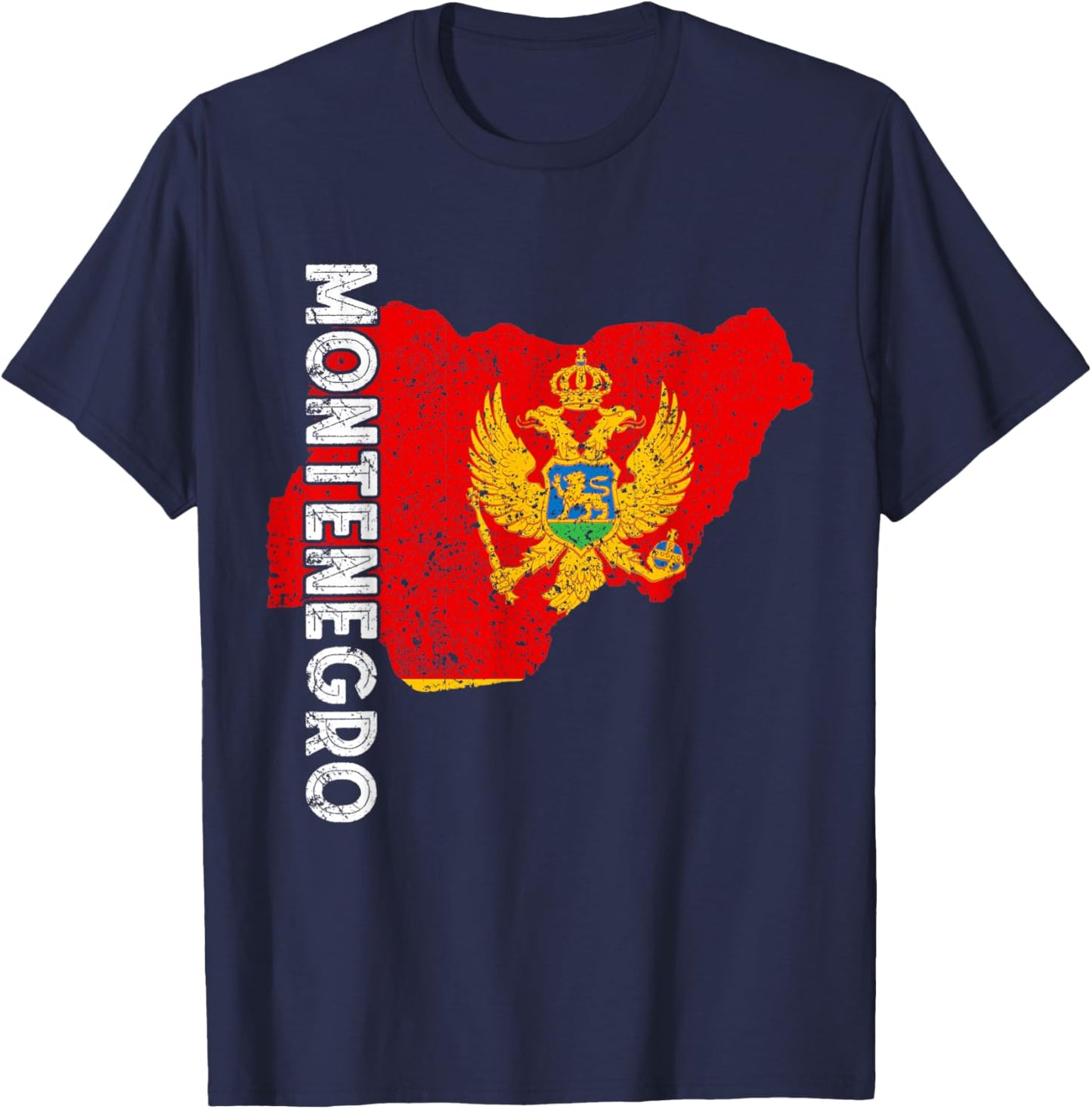 Montenegro Flag Map Montenegrin Roots Montenegrin Pride T-Shirt - T-Shirt | Navy