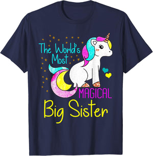 Magical Unicorn Big Sister Cute Funny Novelty Gift T-Shirt - T-Shirt | Navy