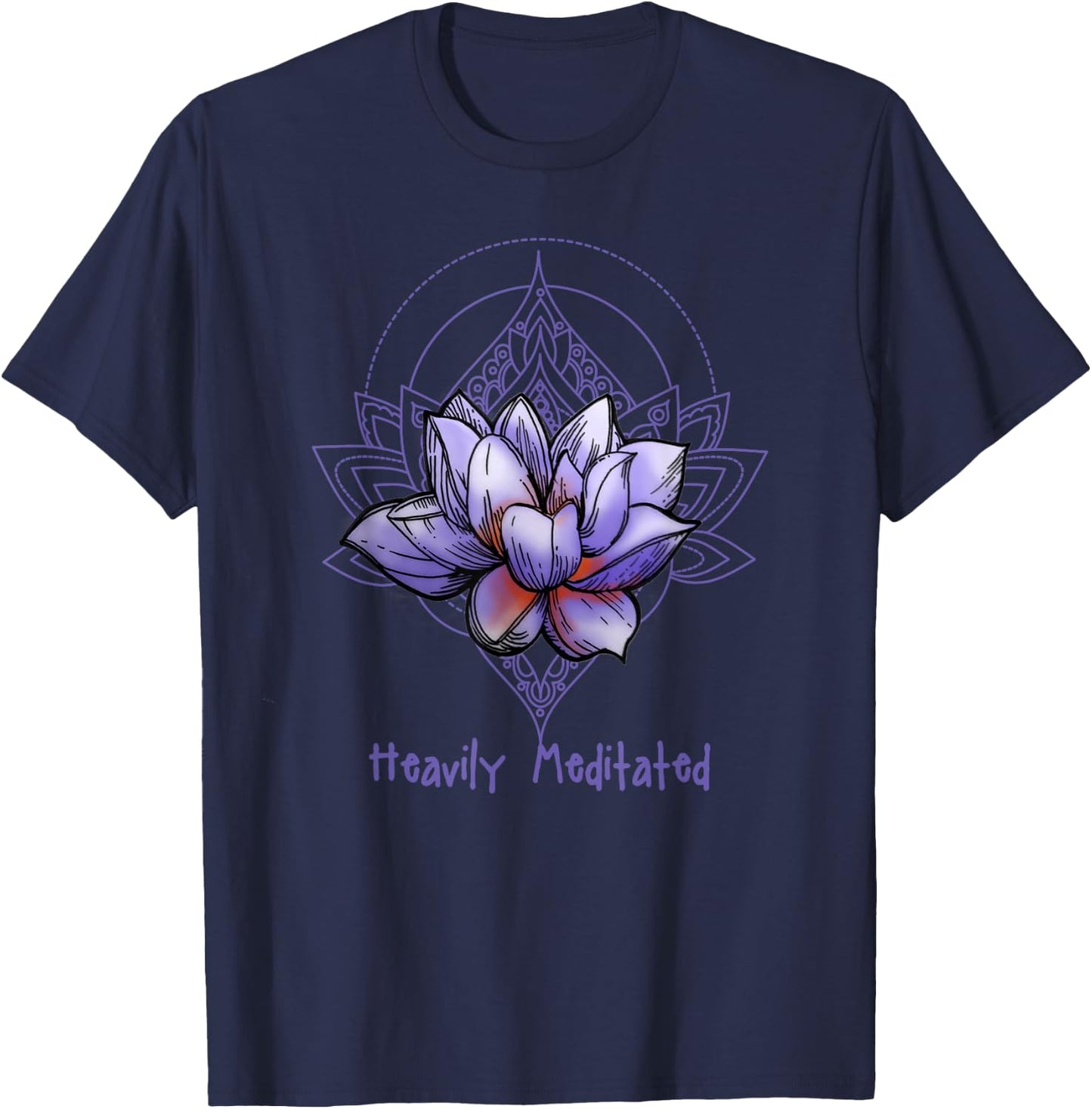 funny Heavily Meditated yoga shirt, mindfulness T-Shirt - T-Shirt | Navy