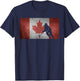Canadian Hockey Player Canada Flag Maple Leaf Ice Skating T-Shirt - T-Shirt | Navy