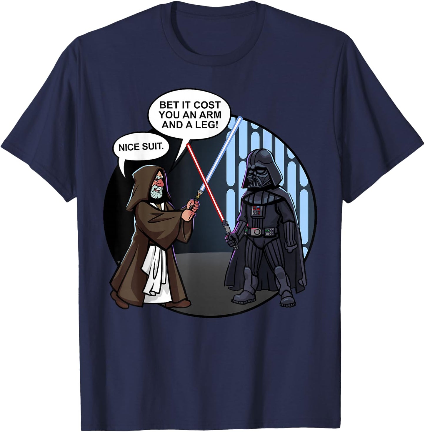 Star Wars Vader And Obi-Wan Nice Suit Text T-Shirt - T-Shirt | Navy