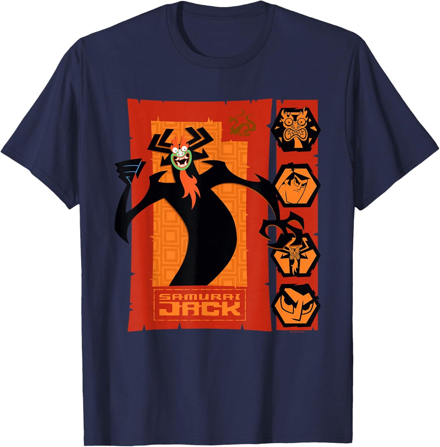 Samurai Jack Aku Close-Up Moods Cartoon T-Shirt - T-Shirt | Navy