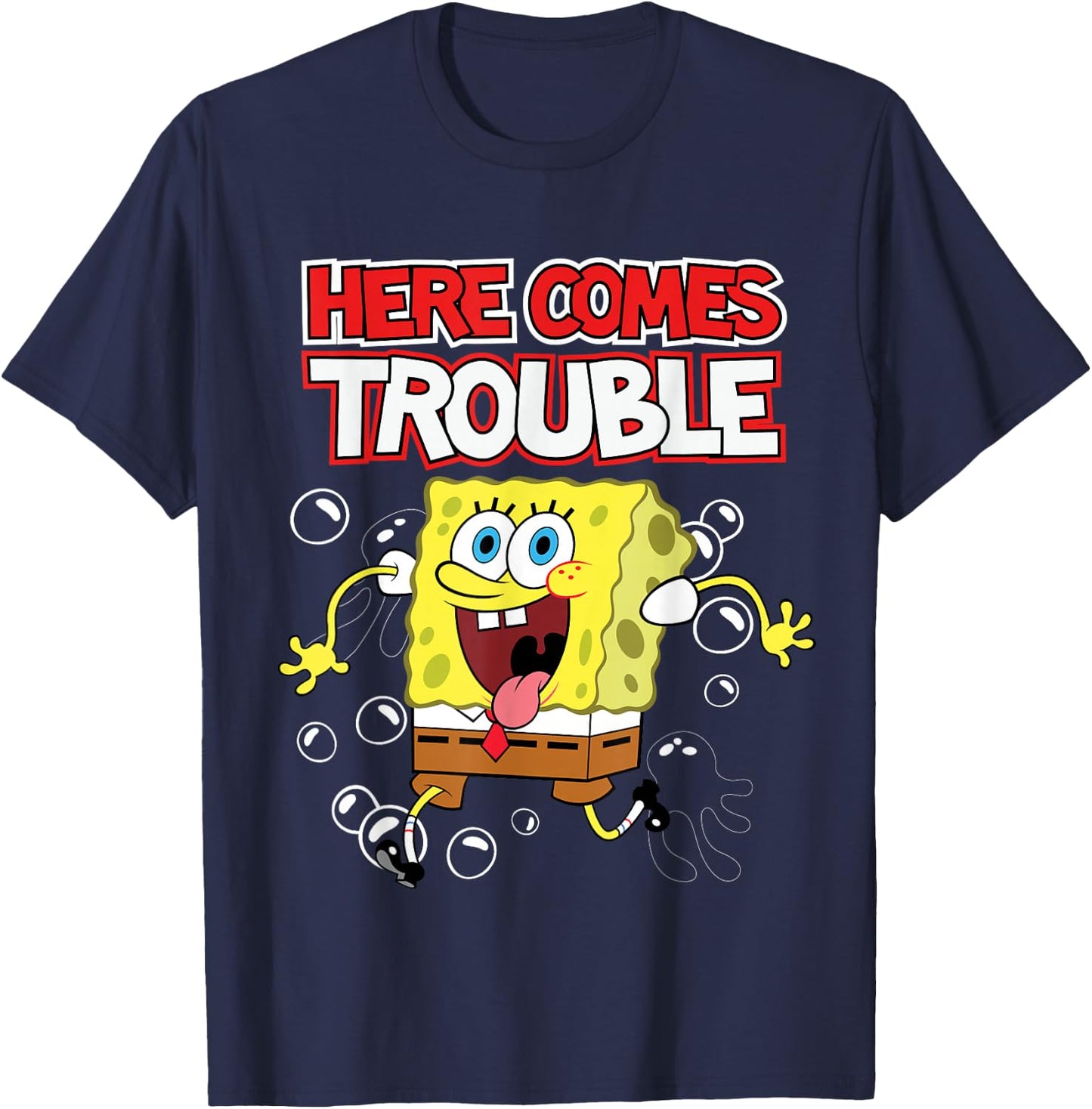 SpongeBob SquarePants Here Comes Trouble T-Shirt - T-Shirt | Navy