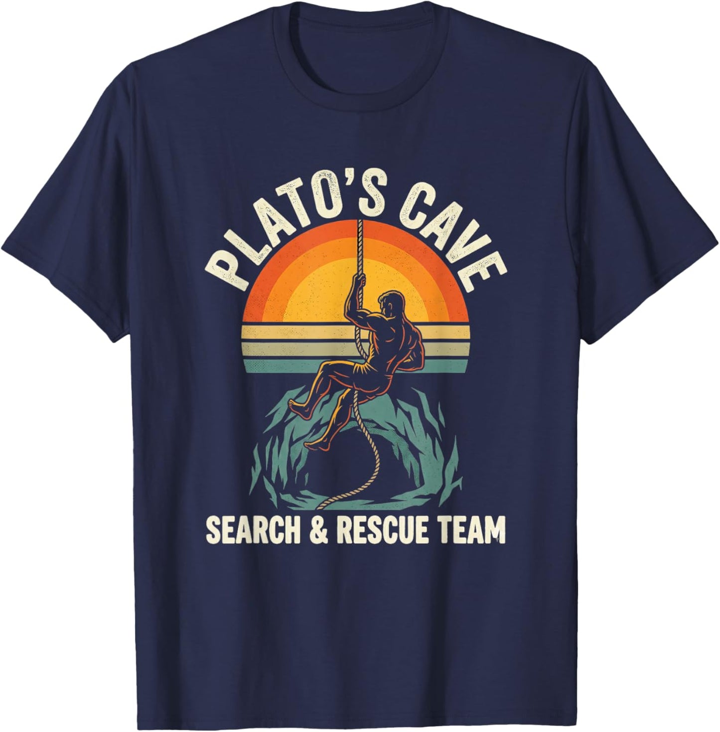 Philosophy Vintage Plato's Cave Search and Rescue T-Shirt - T-Shirt | Navy