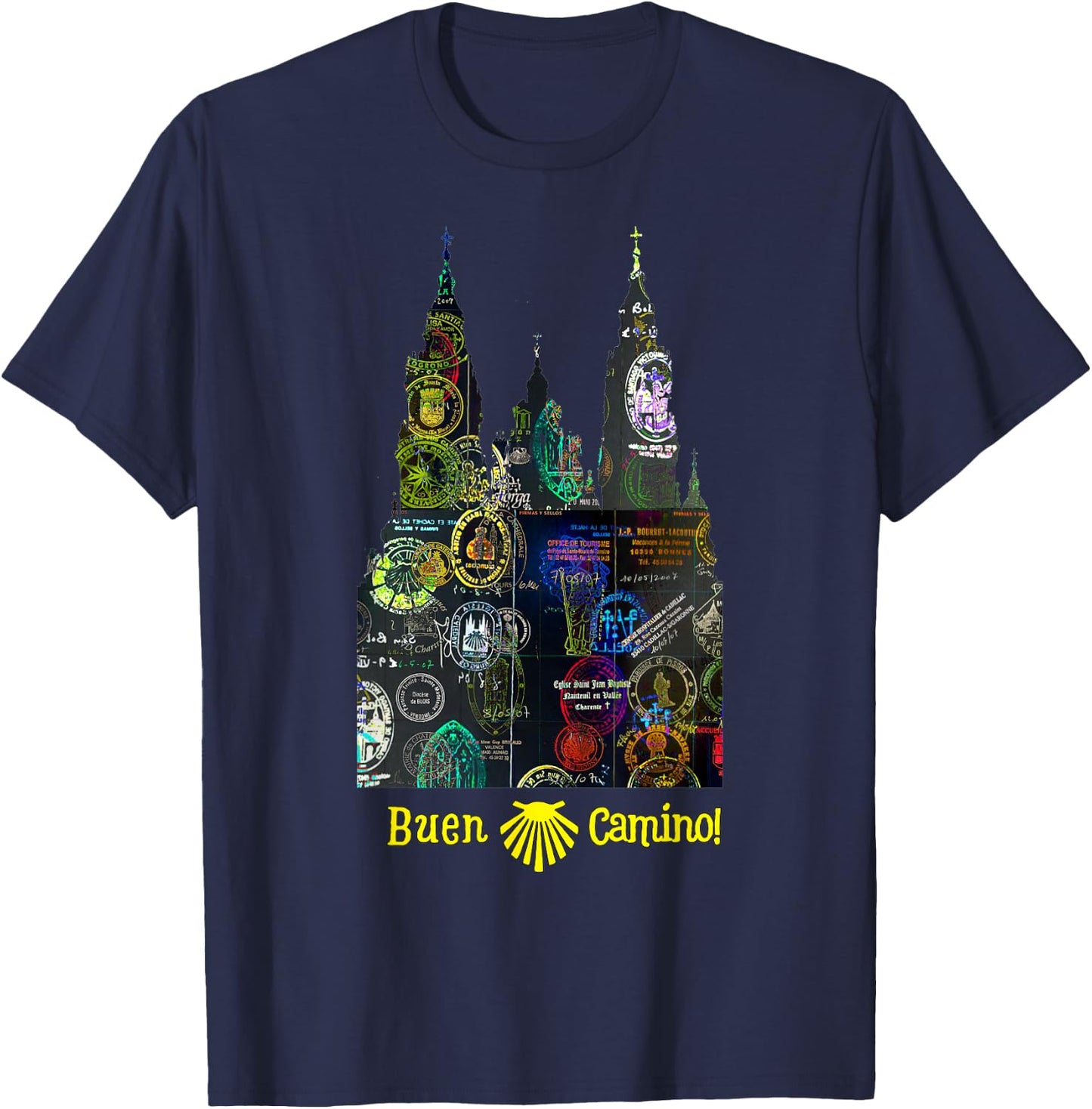 Buen Camino de Santiago Pilgrim Way of St. James Hikers Art T-Shirt - T-Shirt | Navy