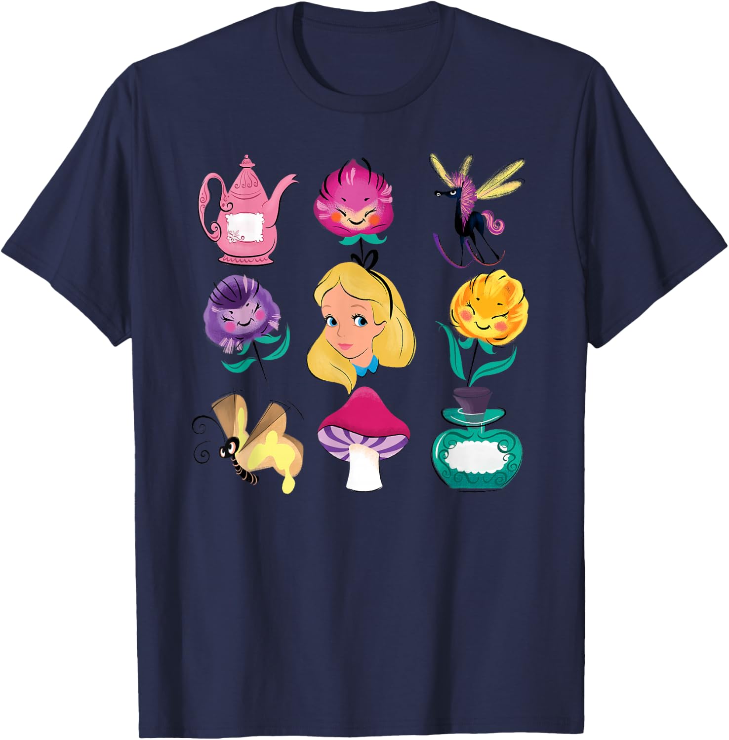 Alice in Wonderland - in Wonderland Elements T-Shirt - T-Shirt | Navy