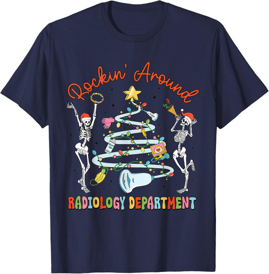 Rocking Around Radiology Department Christmas Xray Tech T-Shirt - T-Shirt | Navy