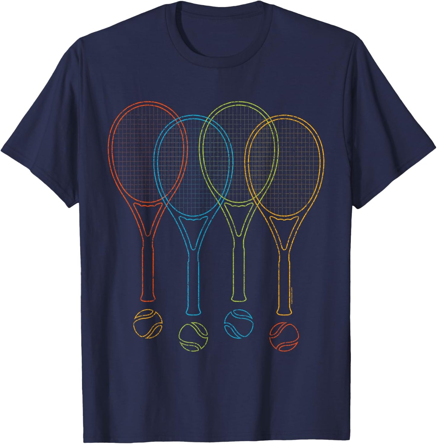 Tennis T Shirt Women Men Kids | Rackets & Balls Cool Tennis T-Shirt - T-Shirt | Navy