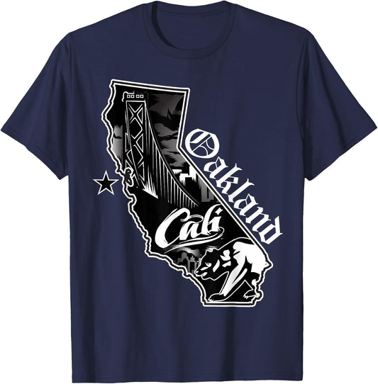 Oakland California Map Northern Cali Bay Area CA T-Shirt - T-Shirt | Navy