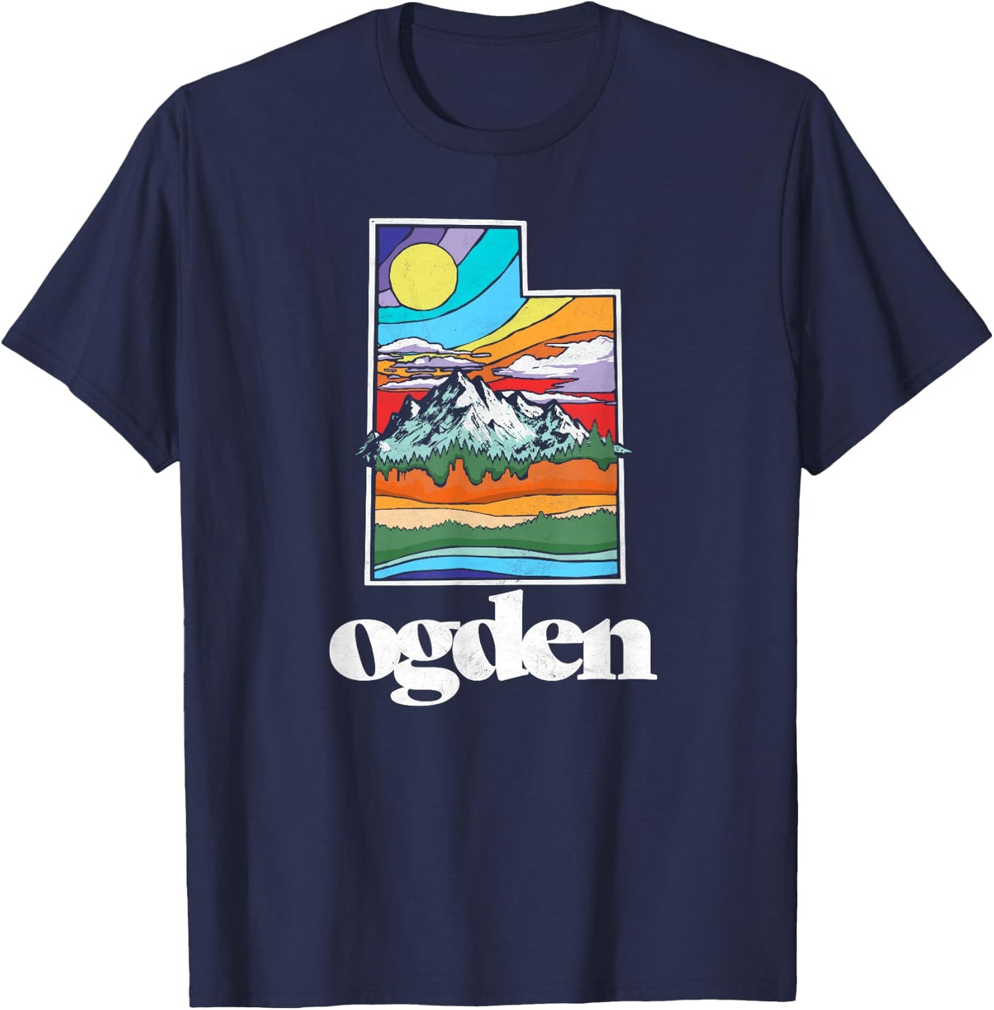 Ogden Utah Vintage Nature Outdoor Graphic T-Shirt - T-Shirt | Navy