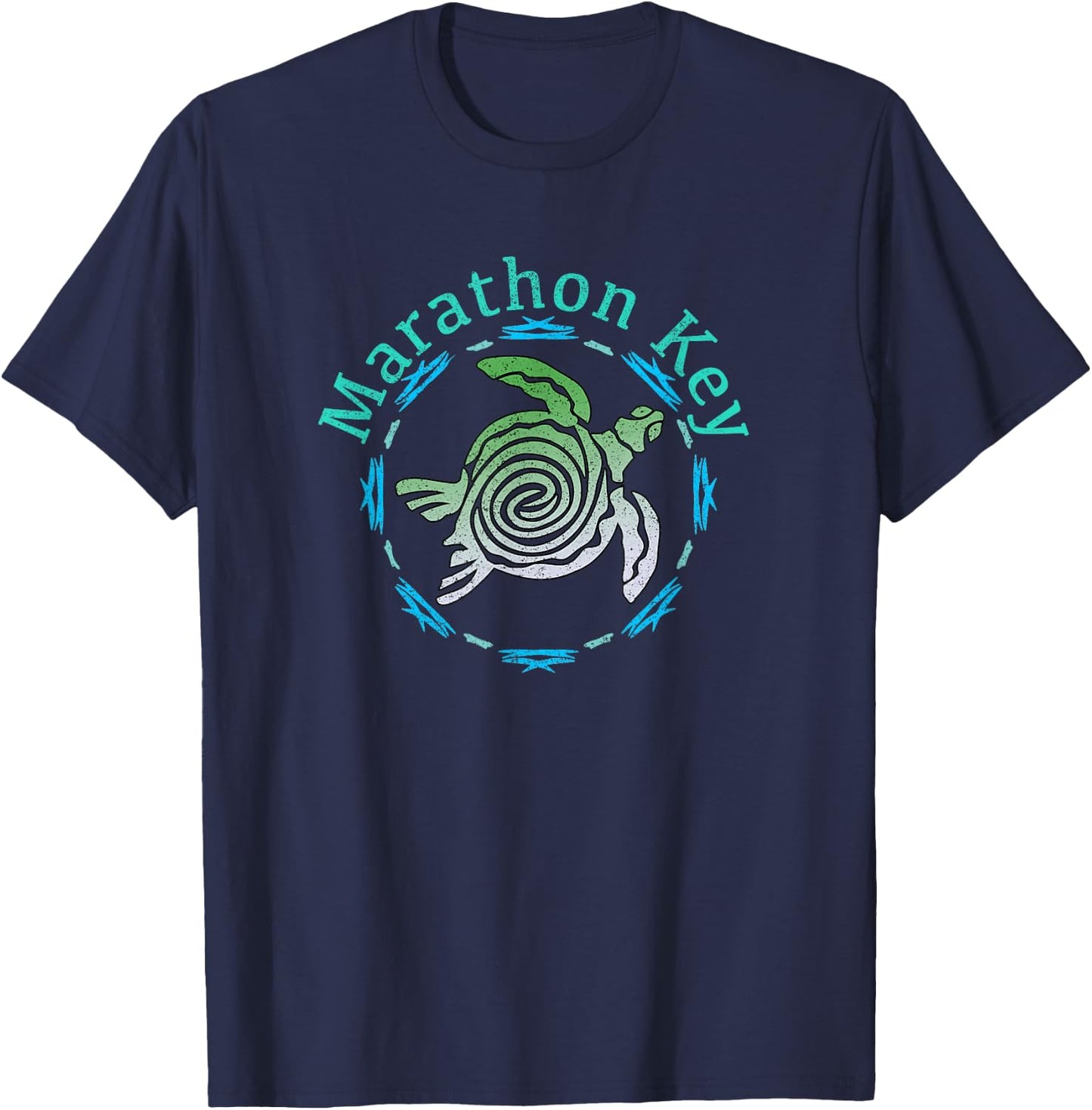 Marathon Key Florida / Vintage Tribal Turtle Gift T-Shirt - T-Shirt | Navy