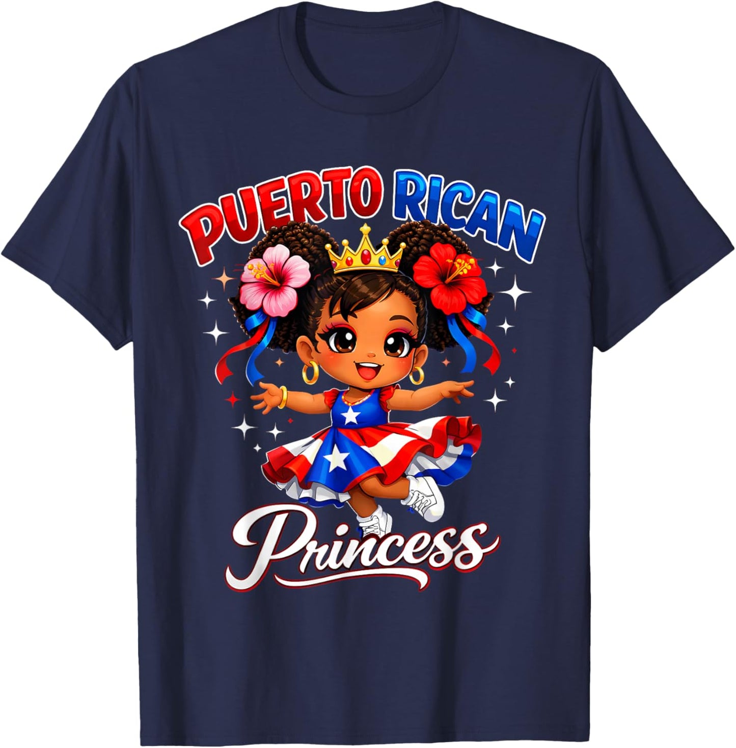 Puerto Rican Princess Puerto Rico Hispanic Heritage Girls T-Shirt - T-Shirt | Navy