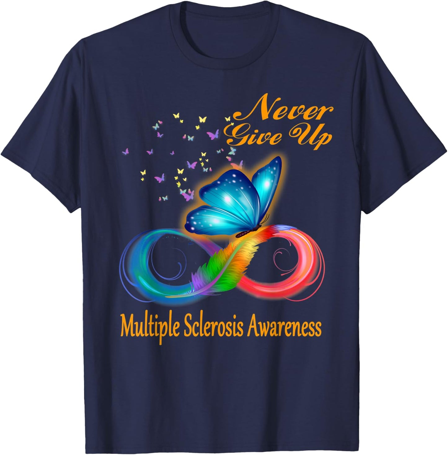 Butterfly Multiple Sclerosis Awareness T-Shirt - T-Shirt | Navy