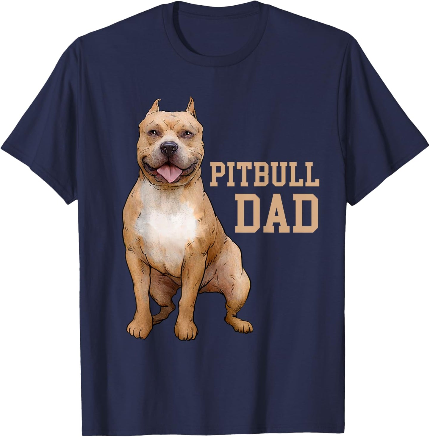 Pitbull Dad Pittie Dog Bully Pit Bull Papa Gift Fathers Day Women Kids T-Shirt - T-Shirt | Navy