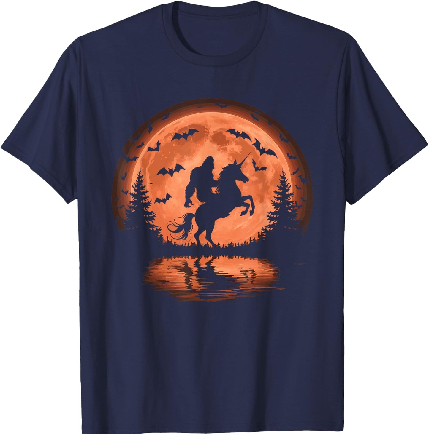 Bigfoot Riding Unicorn T-Shirt - T-Shirt | Navy