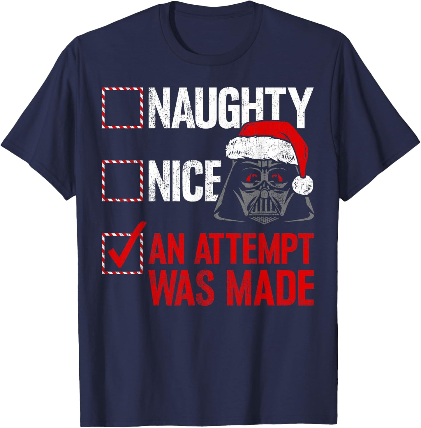 Star Wars Christmas Darth Vader Naughty or Nice Checklist T-Shirt - T-Shirt | Navy