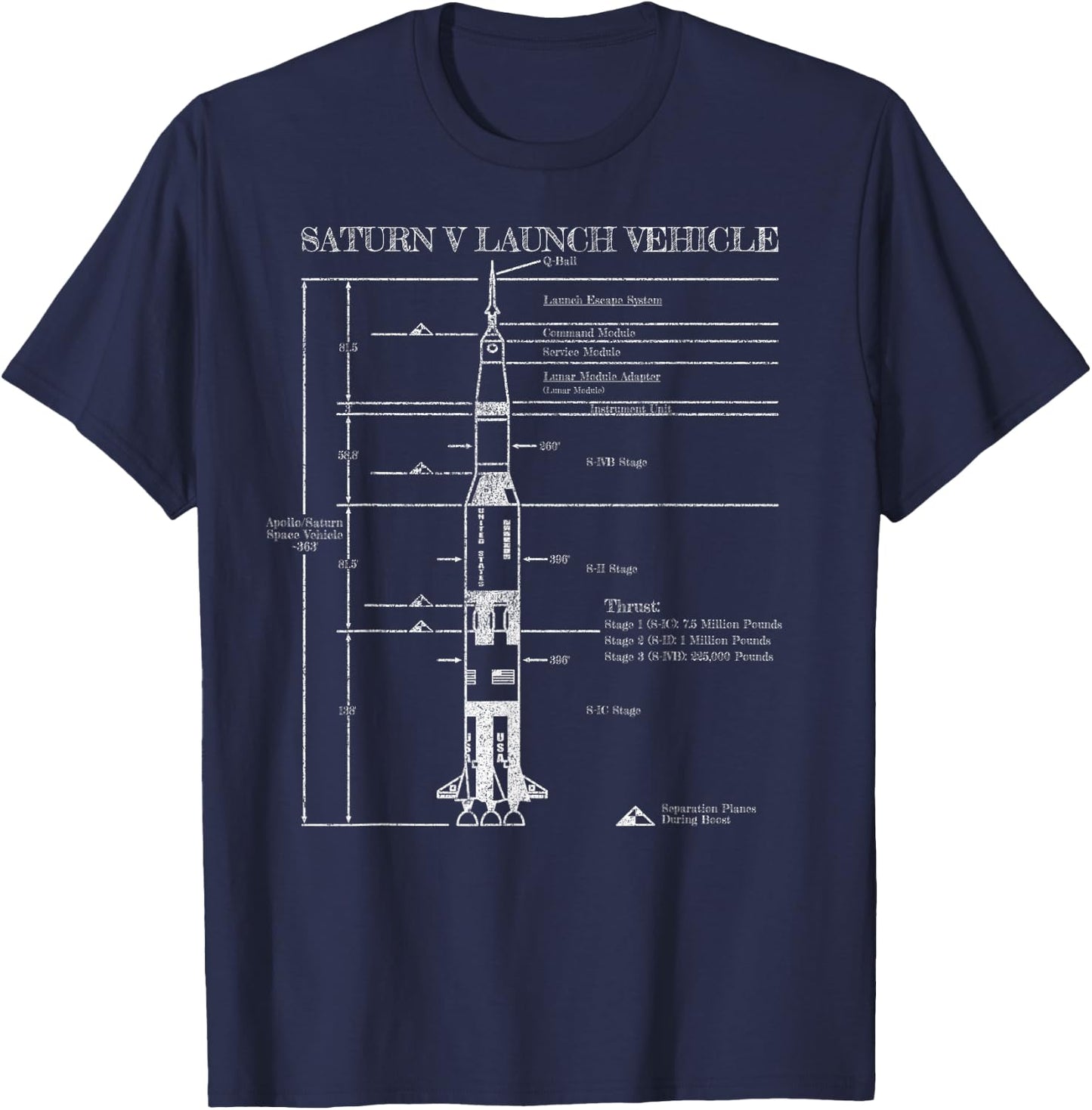 Saturn V Apollo Moon Landing Rocket Anniversary Gift T-Shirt - T-Shirt | Navy